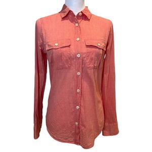 Womens J Crew The Perfect Shirt Pink XS Classic Preppy Button Down Long Sleeve